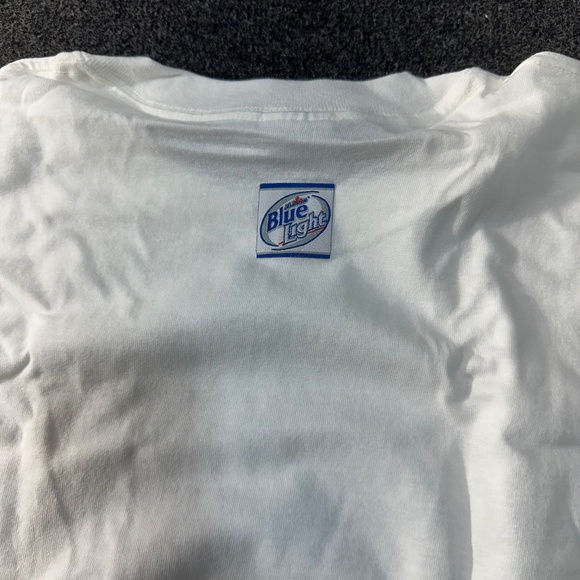 Vintage Overkill Labatt Blue Light Beer T-Shirt XL White 1990 New Short Sleeve - Picture 7 of 9